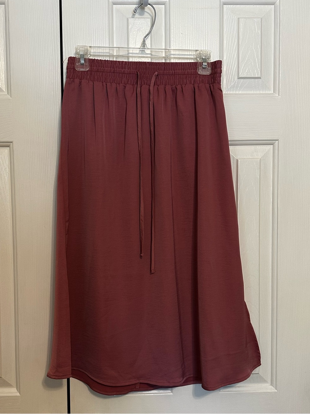 a new day Dusty Rose Drawstring Midi Skirt